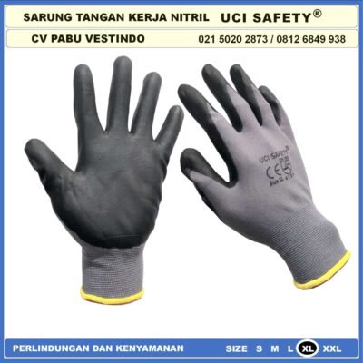 Uci Safety Pabrik Proyek En 388 4131 Hand Gloves Hitam Black Nitril Perkebunan Mekanik Anti Slip