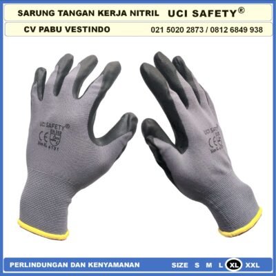 Uci Safety Pertambangan Industri Berkebun Anti Licin Nitril Hitam Black Sarung Tangan Bengkel Proyek - Gambar 8