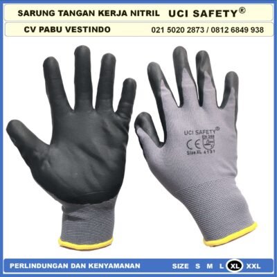 Sarung Tangan Kerja Nitril Proyek Anti Slip Grey/Abu abu engineering Hitam Black Industri Bengkel - Gambar 8