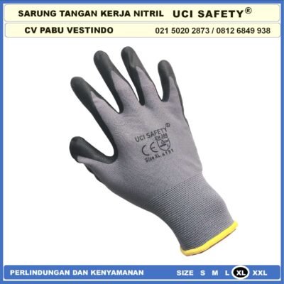 Sarung Tangan Uci Safety Anti Slip Nitril Greasy Multi Purpose Hitam Black En 388 4131 Pengaman kerja  Security - Gambar 9