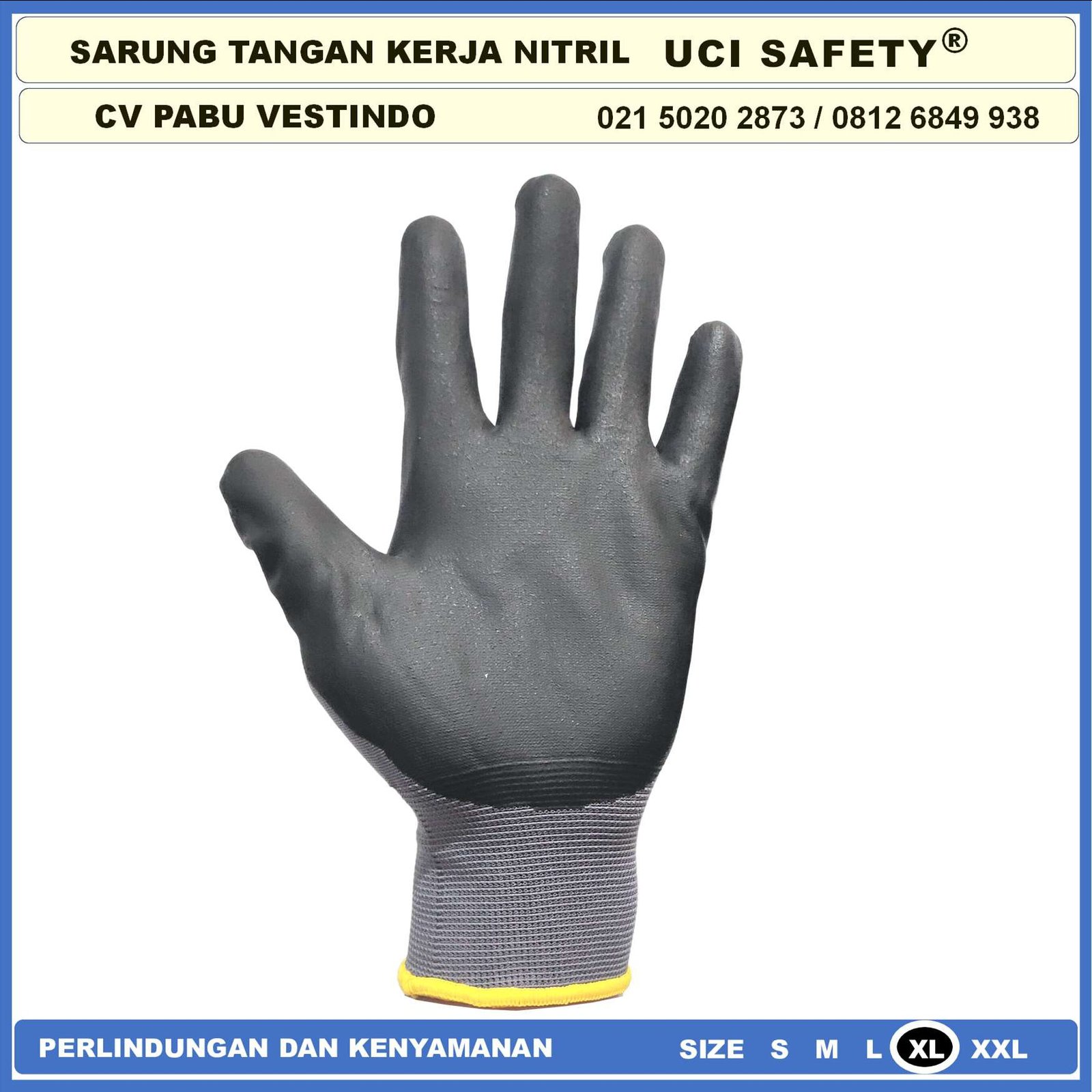 Sarung Tangan Bagunan Nylon Industri Nitril Hitam Black Teknik mesin otomotif Pertambangan Proyek - Gambar 8