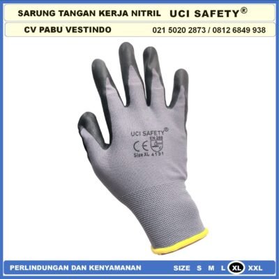safety Gloves Bengkel Hitam Black Safety Kerja k3 Hse Coating Nitril Nitrile Nitril Uci Safety Anti Licin - Gambar 9