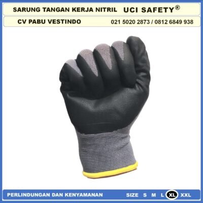 Uci Safety Pabrik Proyek En 388 4131 Hand Gloves Hitam Black Nitril Perkebunan Mekanik Anti Slip - Gambar 9