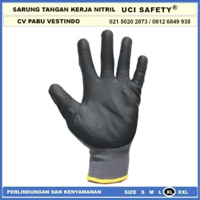 Uci Safety Pertambangan Industri Berkebun Anti Licin Nitril Hitam Black Sarung Tangan Bengkel Proyek - Gambar 9