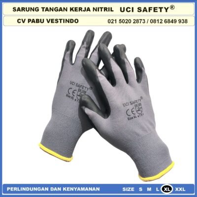 Uci Safety engineering Multi Purpose Hitam Black Tukang Ukuran M L XL Security Mechanical Nitril Nitrile - Gambar 8