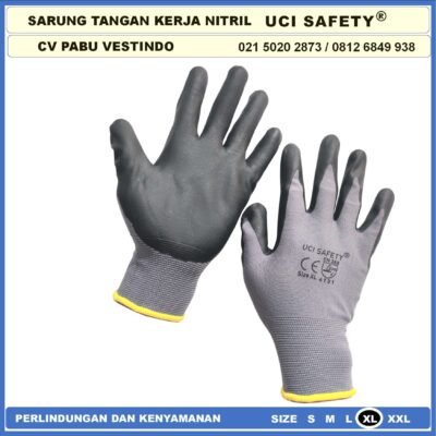 Uci Safety Electrical Coating Nitril Multitask Proyek Hitam Black Nitril engineering Bagunan Kerja