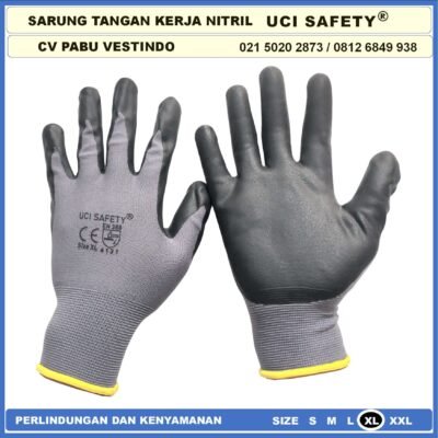 safety Gloves Pengaman kerja  Security Hitam Black Kerja Proyek Nitril Sarung Tangan Greasy Electrical - Gambar 8