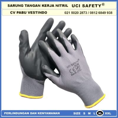 safety Gloves Hand Gloves Work Glove Mechanical Nitril Hitam Black Ukuran M L XL Security Teknik mesin engineering - Gambar 8