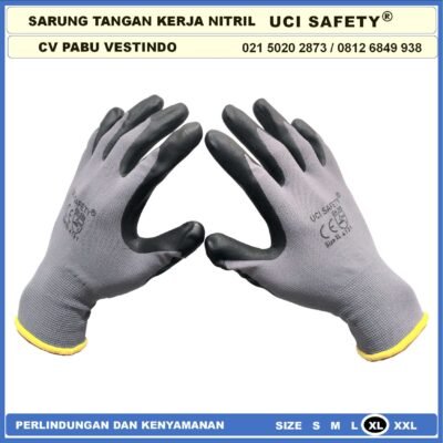 safety Gloves Anti Licin k3 Hse engineering Hitam Black Nitril Anti Slip Grey/Abu abu Electrical Teknik mesin - Gambar 8