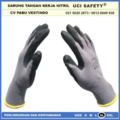 Sarung Tangan Kerja Nitril Proyek Anti Slip Grey/Abu abu engineering Hitam Black Industri Bengkel