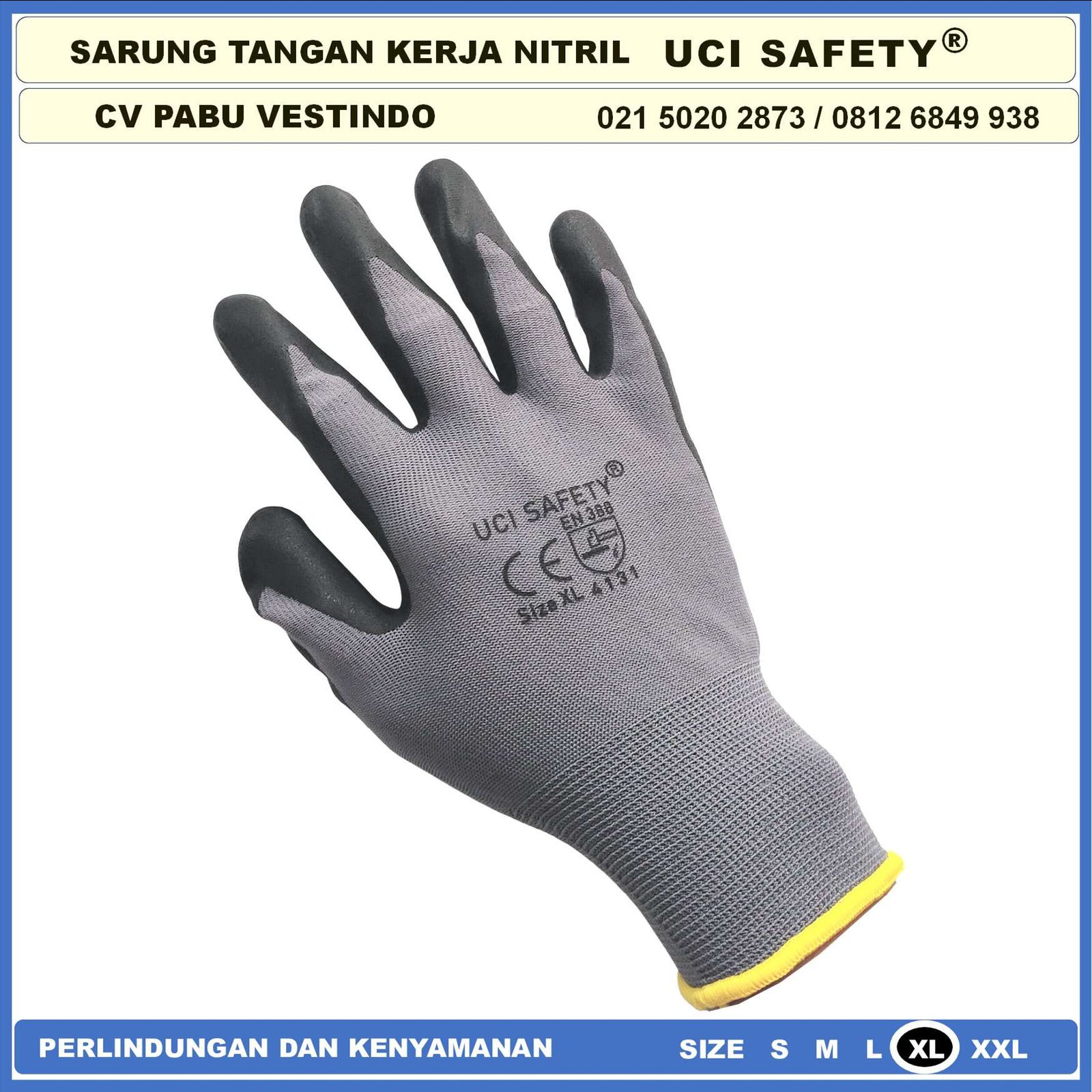 Sarung Tangan Bagunan Nylon Industri Nitril Hitam Black Teknik mesin otomotif Pertambangan Proyek - Gambar 9
