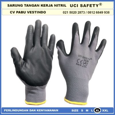 safety Gloves Bengkel Hitam Black Safety Kerja k3 Hse Coating Nitril Nitrile Nitril Uci Safety Anti Licin