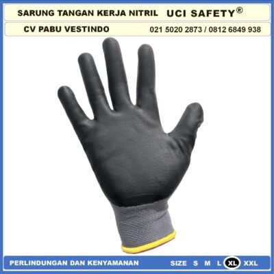 safety Gloves Mechanical Hitam Black Nitrile Bengkel Safety Kerja k3 Hse Coating Nitril Kerja Nitril - Gambar 9