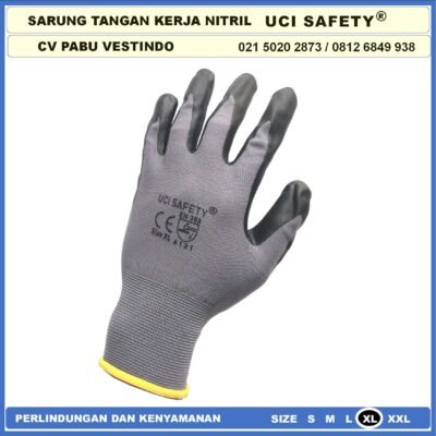 Sarung Tangan Uci Safety Anti Slip Nitril Greasy Multi Purpose Hitam Black En 388 4131 Pengaman kerja  Security - Gambar 10