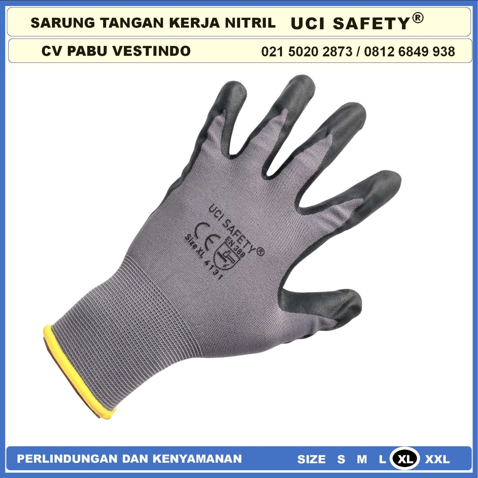 Sarung Tangan Berkebun En 388 4131 Pengaman kerja Hitam Black Nitril Perkebunan Mekanik Ukuran M L XL safety Gloves - Gambar 10