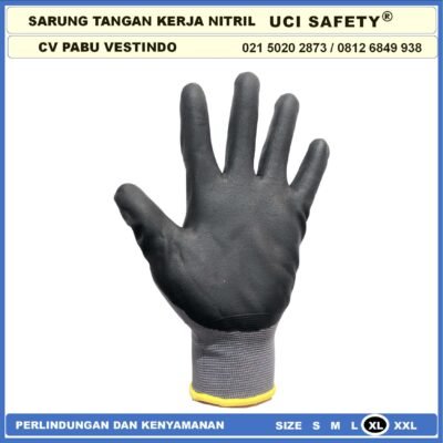 safety Gloves Bengkel Hitam Black Safety Kerja k3 Hse Coating Nitril Nitrile Nitril Uci Safety Anti Licin - Gambar 10