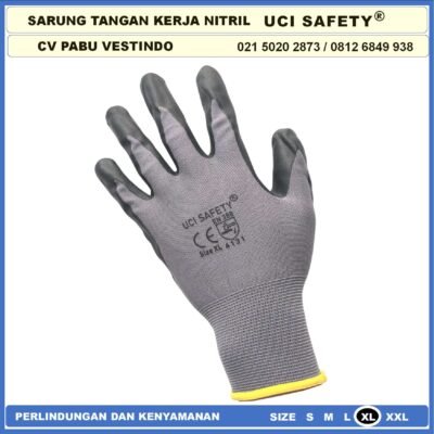 Uci Safety engineering Multi Purpose Hitam Black Tukang Ukuran M L XL Security Mechanical Nitril Nitrile - Gambar 9