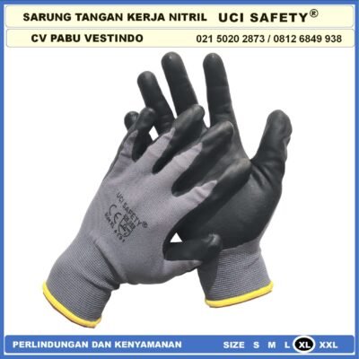 Uci Safety Teknik mesin Multitask k3 Hse Hitam Black Anti Slip Grey/Abu abu Nitril otomotif Nylon - Gambar 9
