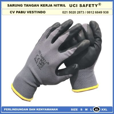 Uci Safety Electrical Coating Nitril Multitask Proyek Hitam Black Nitril engineering Bagunan Kerja - Gambar 9