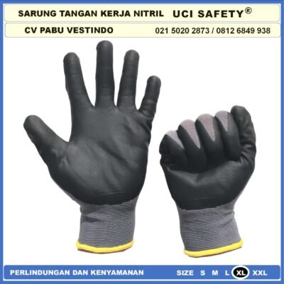 safety Gloves Hand Gloves Work Glove Mechanical Nitril Hitam Black Ukuran M L XL Security Teknik mesin engineering