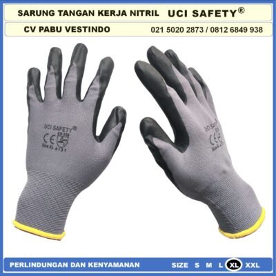 safety Gloves Proyek Bengkel Hitam Black Sarung Tangan Teknik mesin otomotif Industri Nitril Safety Kerja