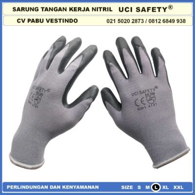 safety Gloves Bengkel Hitam Black Safety Kerja k3 Hse Coating Nitril Nitrile Nitril Uci Safety Anti Licin - Gambar 2