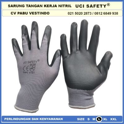 safety Gloves Mekanik Berkebun Hitam Black Work Glove Multitask Nitril Bengkel Anti Slip Hand Gloves