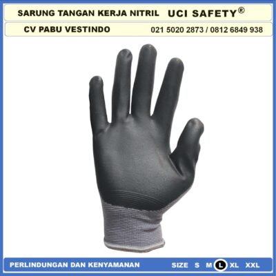 Uci Safety engineering Multi Purpose Hitam Black Tukang Ukuran M L XL Security Mechanical Nitril Nitrile - Gambar 4