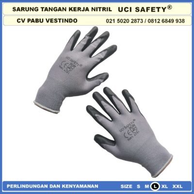 Uci Safety Teknik mesin Multitask k3 Hse Hitam Black Anti Slip Grey/Abu abu Nitril otomotif Nylon - Gambar 4
