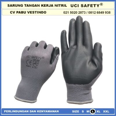 Sarung Tangan Uci Safety Anti Slip Nitril Greasy Multi Purpose Hitam Black En 388 4131 Pengaman kerja  Security - Gambar 2