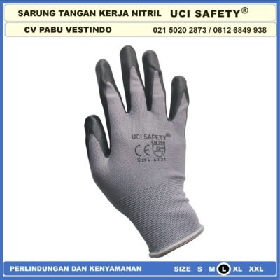 safety Gloves Hitam Black Bagunan Pertambangan Mekanik Pengaman kerja  Work Glove Multitask Nitril Perkebunan - Gambar 4