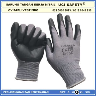 safety Gloves Hand Gloves Work Glove Mechanical Nitril Hitam Black Ukuran M L XL Security Teknik mesin engineering - Gambar 4
