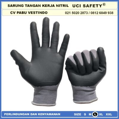 Uci Safety Pertambangan Industri Berkebun Anti Licin Nitril Hitam Black Sarung Tangan Bengkel Proyek - Gambar 5