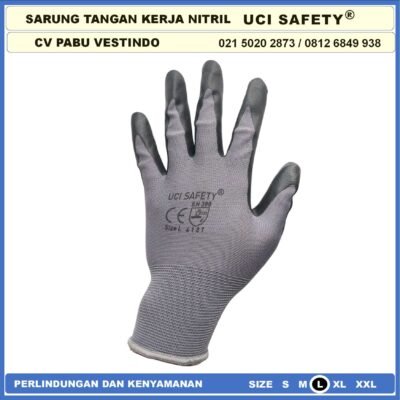 safety Gloves Anti Licin k3 Hse engineering Hitam Black Nitril Anti Slip Grey/Abu abu Electrical Teknik mesin - Gambar 4