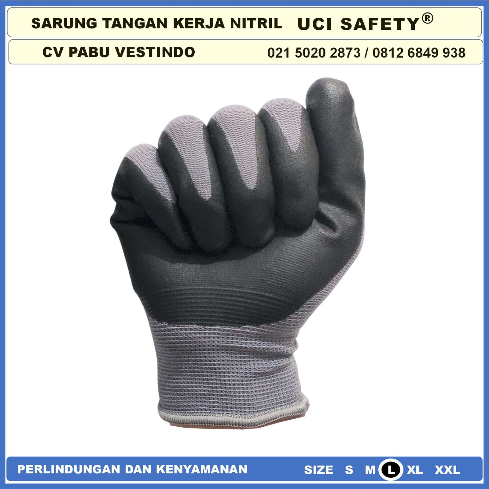 Sarung Tangan k3 Hse Teknik mesin Nitril Pabrik En 388 4131 Hand Gloves Electrical Hitam Black Multi Purpose - Gambar 4