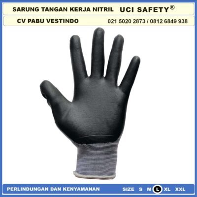 Sarung Tangan Uci Safety Anti Slip Nitril Greasy Multi Purpose Hitam Black En 388 4131 Pengaman kerja  Security - Gambar 5