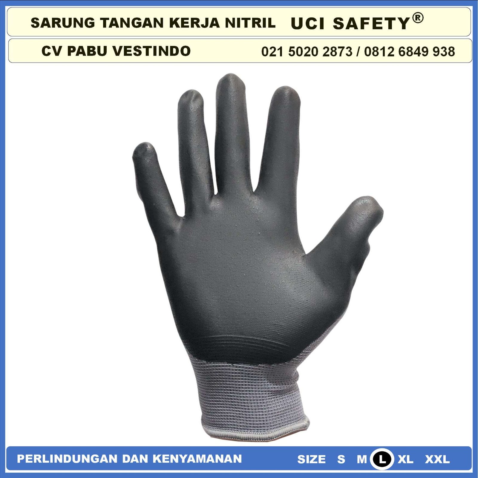 Sarung Tangan Nylon Nitril Bengkel Safety Kerja k3 Hse Coating Nitril Nitrile Proyek Hitam Black - Gambar 5