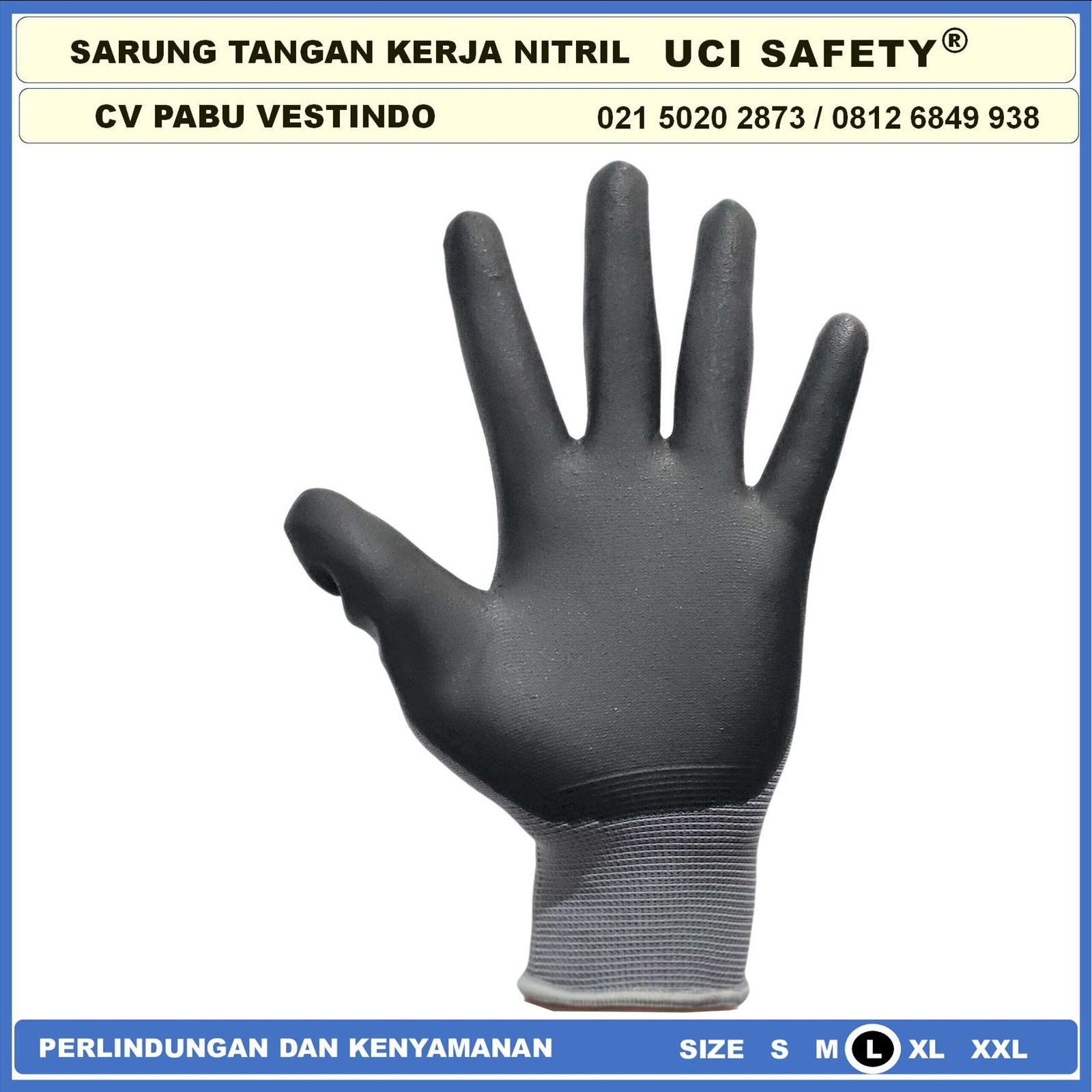 Sarung Tangan Nitril Perkebunan Tukang Ukuran M L XL Security Mechanical Nylon Hitam Black Mekanik - Gambar 5