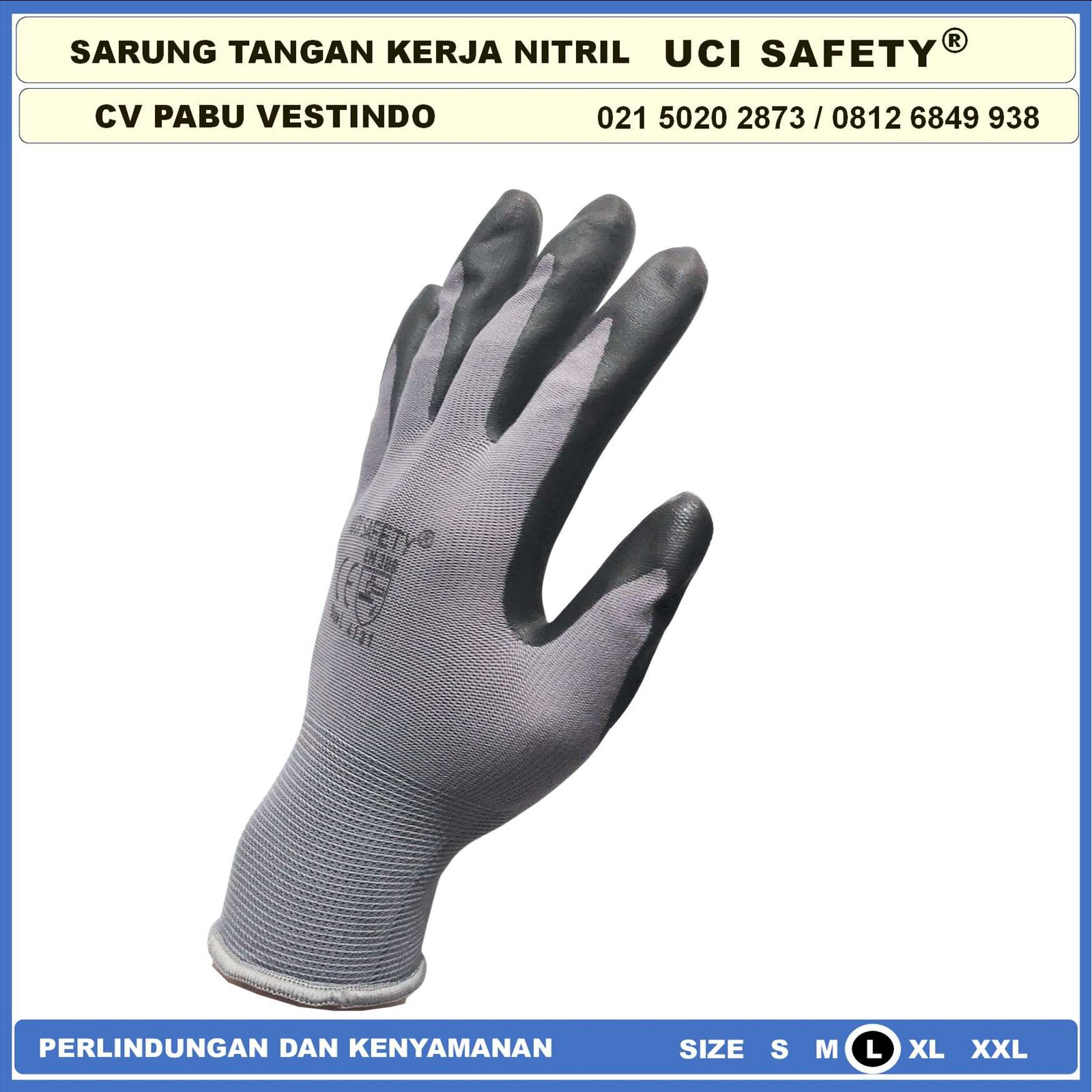 Sarung Tangan otomotif Nitrile Nitril Uci Safety safety Gloves Hitam Black Kerja Pabrik Tukang - Gambar 5