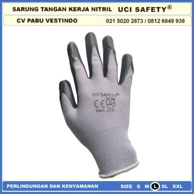 safety Gloves Anti Licin k3 Hse engineering Hitam Black Nitril Anti Slip Grey/Abu abu Electrical Teknik mesin - Gambar 5
