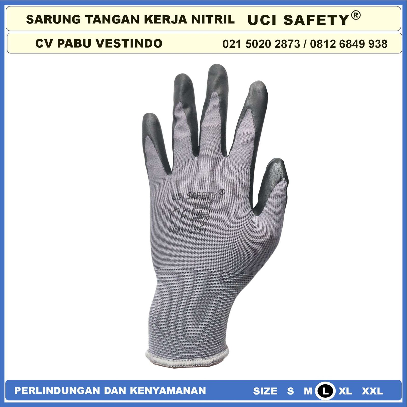 Sarung Tangan k3 Hse Teknik mesin Nitril Pabrik En 388 4131 Hand Gloves Electrical Hitam Black Multi Purpose - Gambar 5