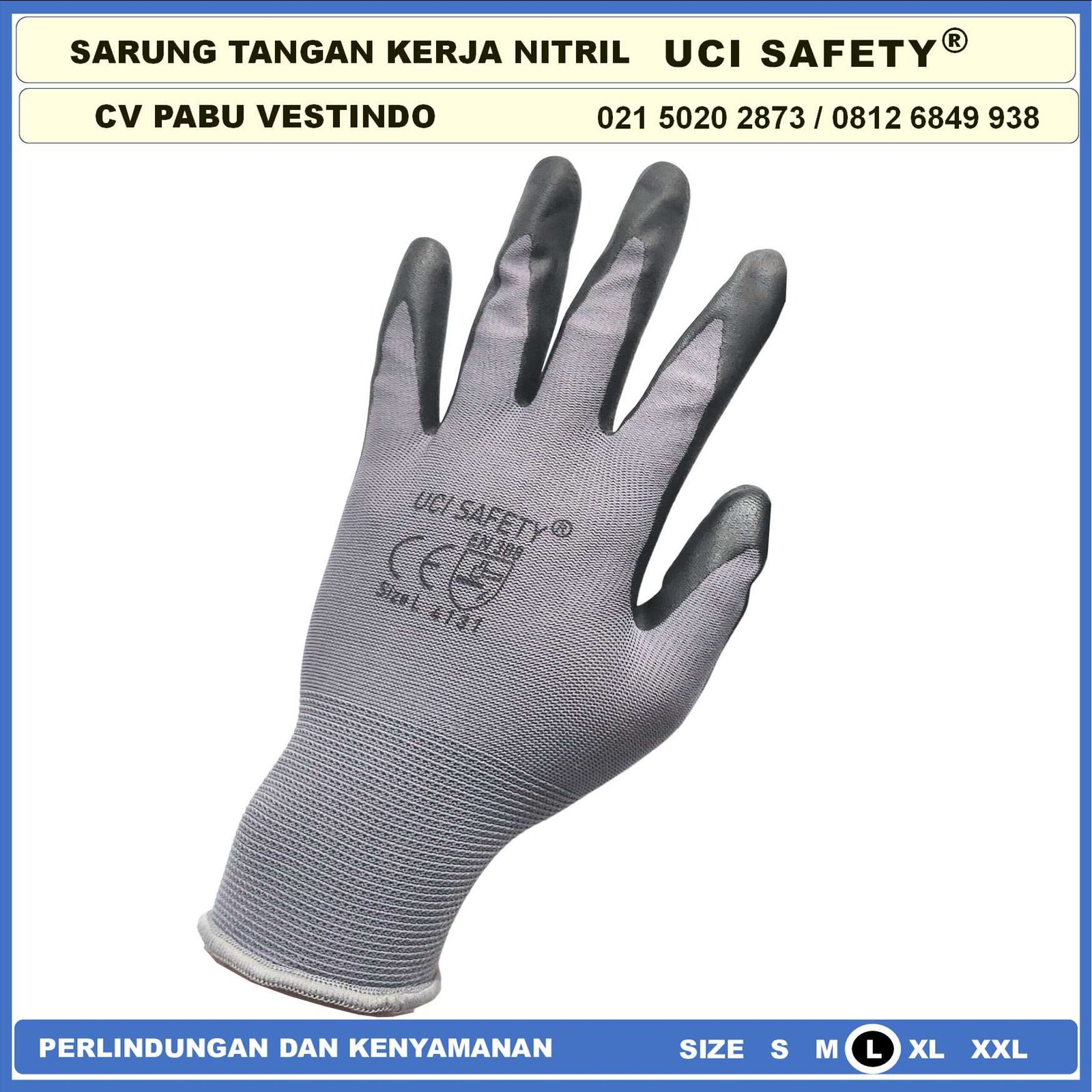 Sarung Tangan Bagunan Nylon Industri Nitril Hitam Black Teknik mesin otomotif Pertambangan Proyek - Gambar 5