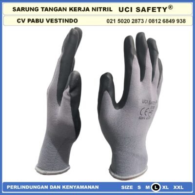 safety Gloves Multitask otomotif Hitam Black En 388 4131 Hand Gloves Nitril Multi Purpose Nitrile Pabrik