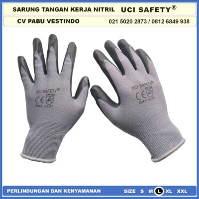 Uci Safety engineering Multi Purpose Hitam Black Tukang Ukuran M L XL Security Mechanical Nitril Nitrile - Gambar 5