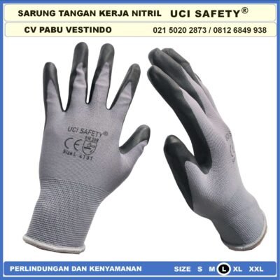 Uci Safety Electrical Coating Nitril Multitask Proyek Hitam Black Nitril engineering Bagunan Kerja - Gambar 5