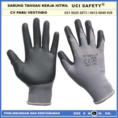 safety Gloves Pengaman kerja  Security Hitam Black Kerja Proyek Nitril Sarung Tangan Greasy Electrical - Gambar 5