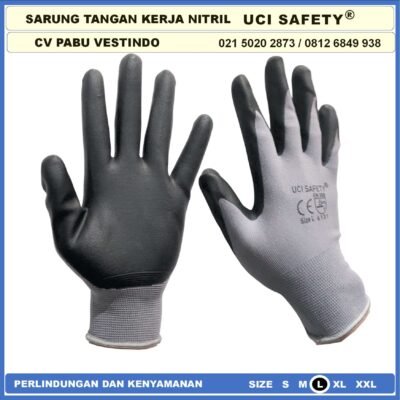 safety Gloves Hand Gloves Work Glove Mechanical Nitril Hitam Black Ukuran M L XL Security Teknik mesin engineering - Gambar 5