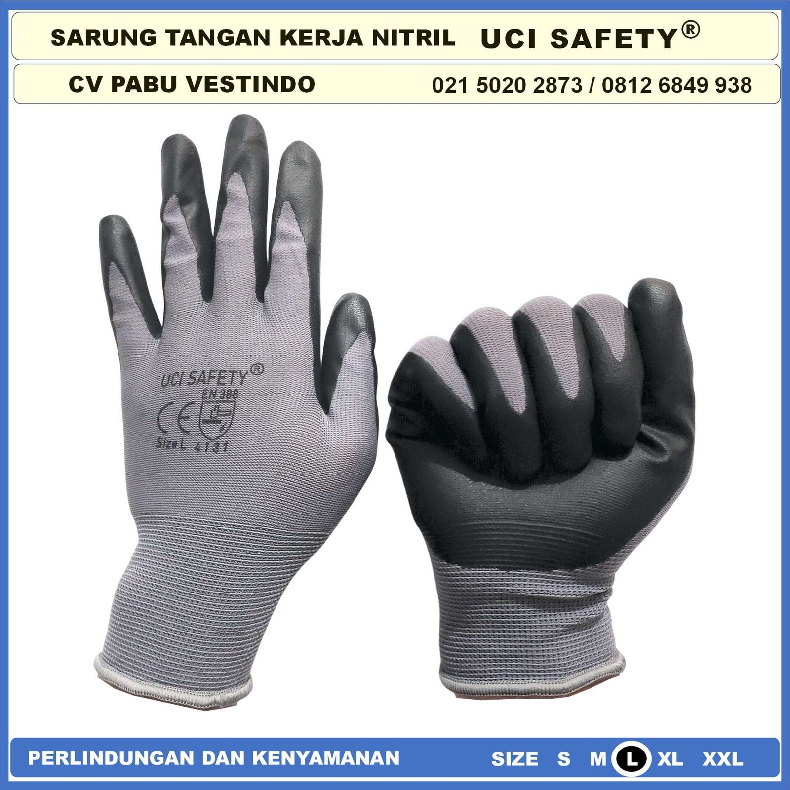 Sarung Tangan otomotif Nitrile Nitril Uci Safety safety Gloves Hitam Black Kerja Pabrik Tukang