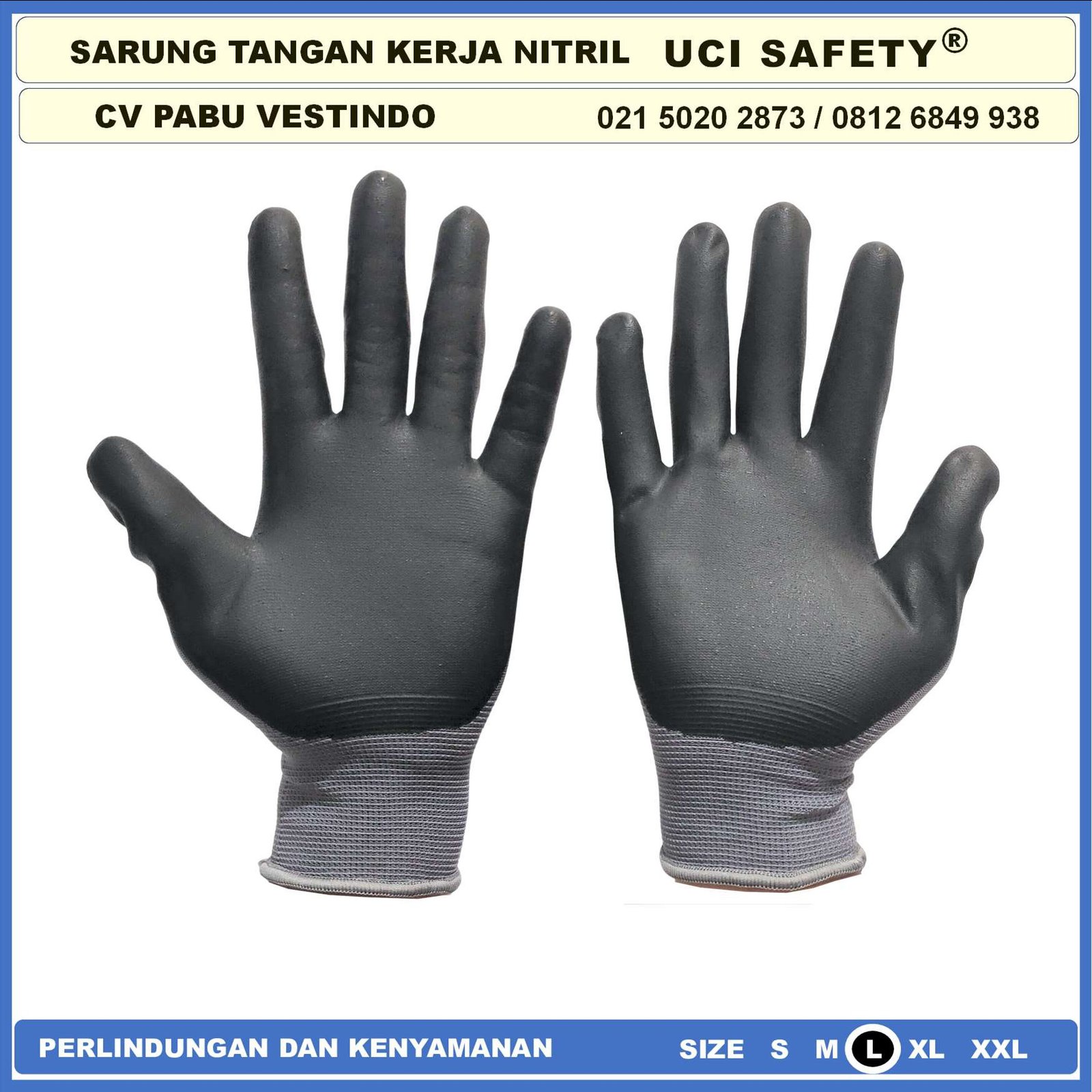 Sarung Tangan Bagunan Nylon Industri Nitril Hitam Black Teknik mesin otomotif Pertambangan Proyek