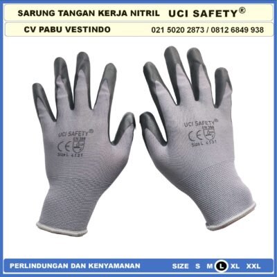 safety Gloves Multi Purpose Kerja Pabrik Hitam Black Nitril Electrical Bagunan Perkebunan Industri